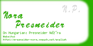 nora presneider business card